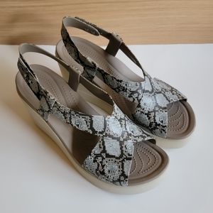 Crocs LiteRide snakeskin platform sandals